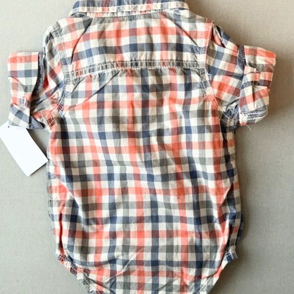 LOT OF 2 OSHKOSH B’GOSH BABY BOYS 9 Mos. ONE PIECE BODYSUITS PLAID & STRIPED NWT - Picture 4 of 7